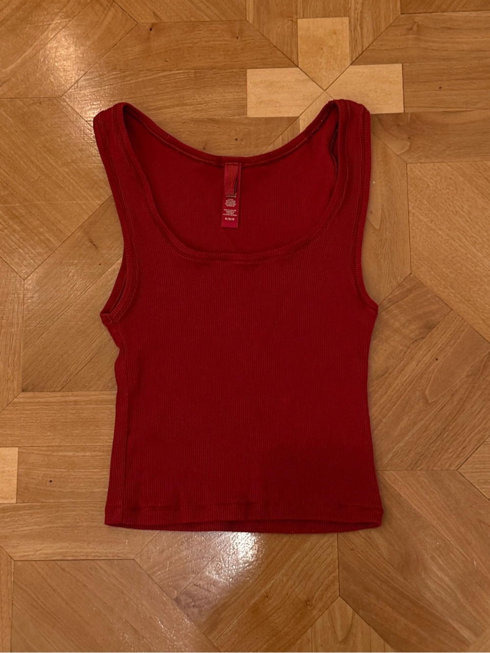 Skims Burgundy Red Ribbed Tank